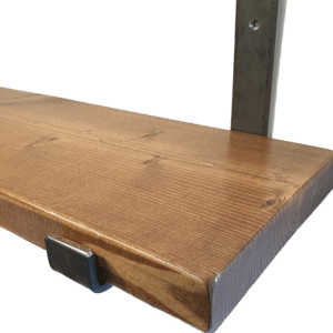 medium oak colour wood shelving